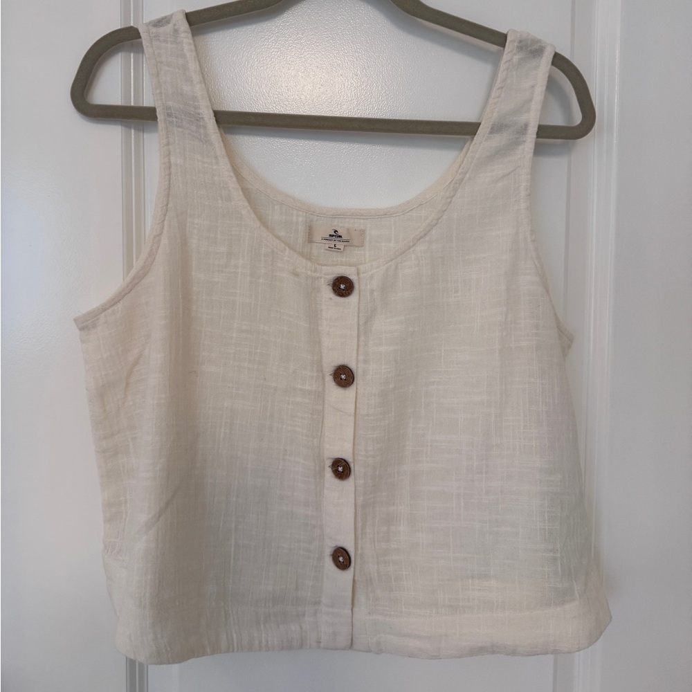 Rip Curl Surf Cotton Crop Button Tank. Sz L